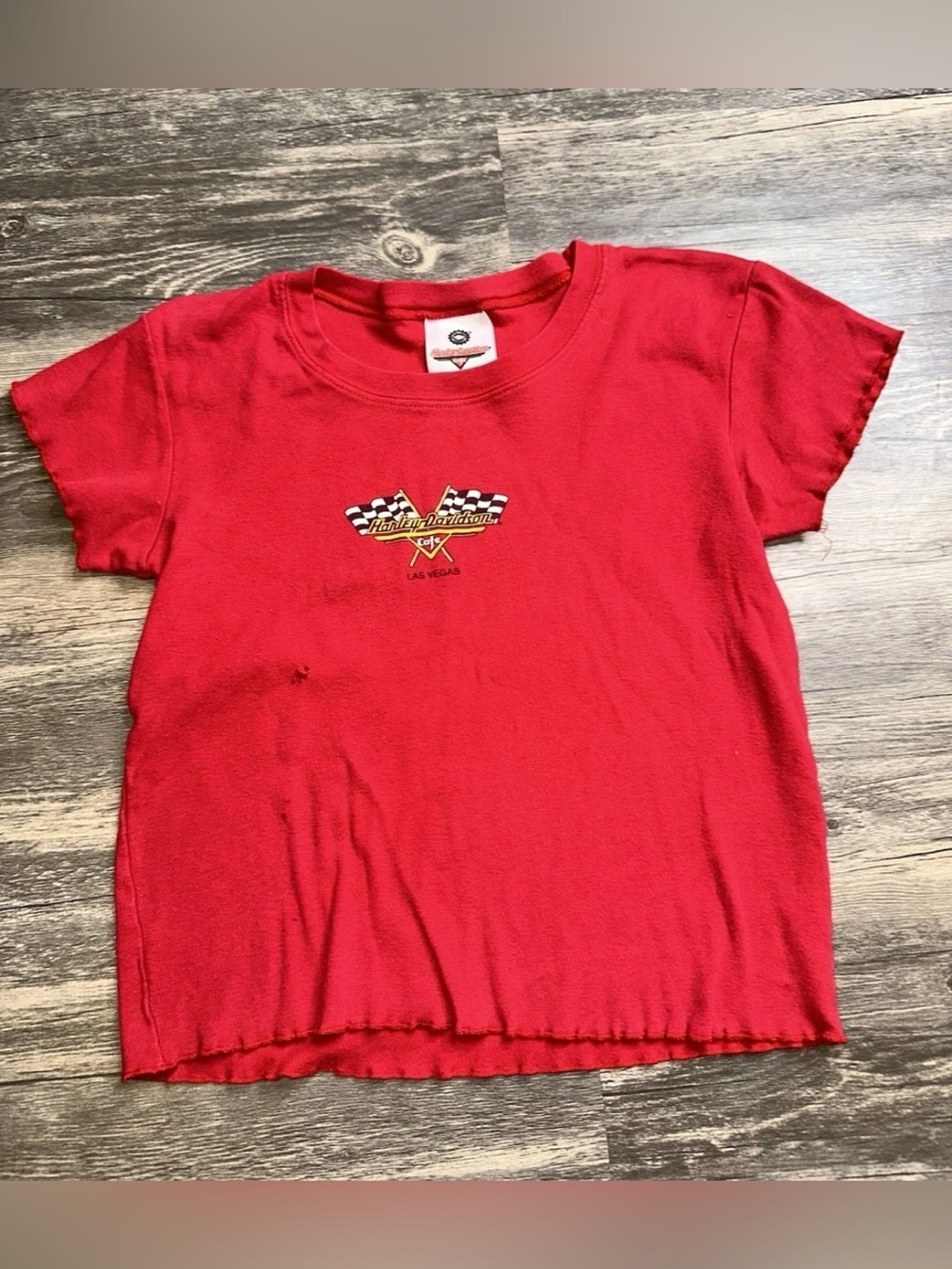 Vintage Harley-Davidson Cafe Las Vegas Red Baby Tee Women’s Medium Y2K